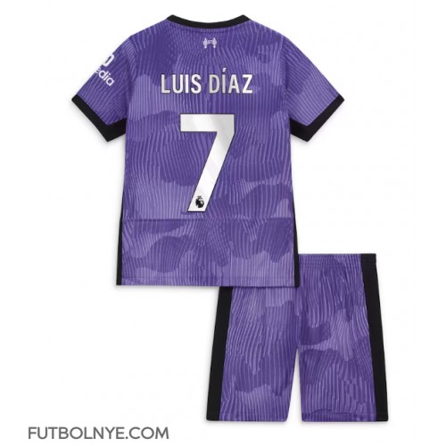 Camiseta Liverpool Luis Diaz #7 Tercera Equipación para niños 2023-24 manga corta (+ pantalones cortos)